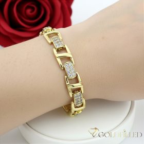   Antialergénny pozlátený náramok „Goldfilled“, dĺžka 17 cm a šírka 9 mm, farba 14K