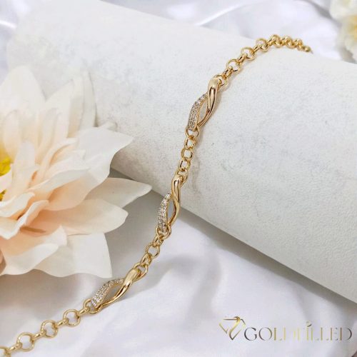 Antialergénny pozlátený náramok „Goldfilled“, dĺžka 17-20cm/3-6mm, farba 18K