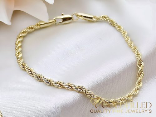 Antialergénny pozlátený náramok „Goldfilled“, dĺžka 18 cm a šírka 3 mm, farba 14K