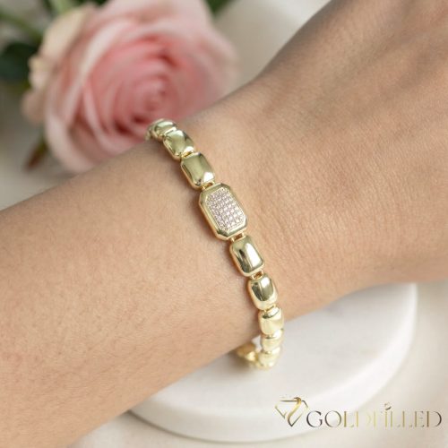 Antialergénny pozlátený náramok „Goldfilled“, dĺžka 17 cm a šírka 9 mm, farba 14K