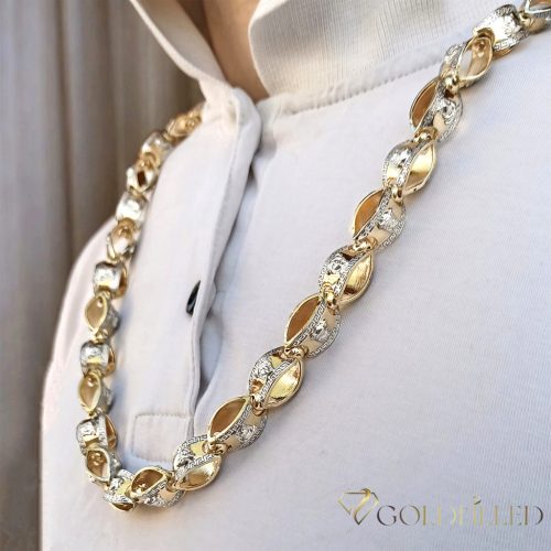 Goldfilled Antialergénny Luxusný Barakka Náhrdelník 70cm Dlhý a 11mm Široký (130g) Farba 14K Multikolor