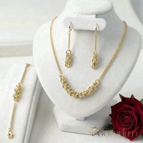   Antialergénny Goldfilled Náhrdelník 45cm/2-7mm + Náramok 19cm + Náušnice, farba 14K