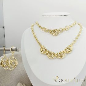   Antialergénny Goldfilled Náhrdelník 45cm/5-19mm + Náramok 17-20cm + Náušnice, farba 14K