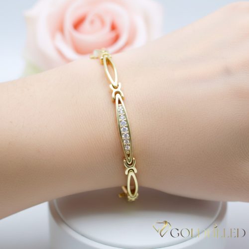 Antialergénny pozlátený náramok „Goldfilled“, dĺžka 17 cm a šírka 4 mm, farba 14K