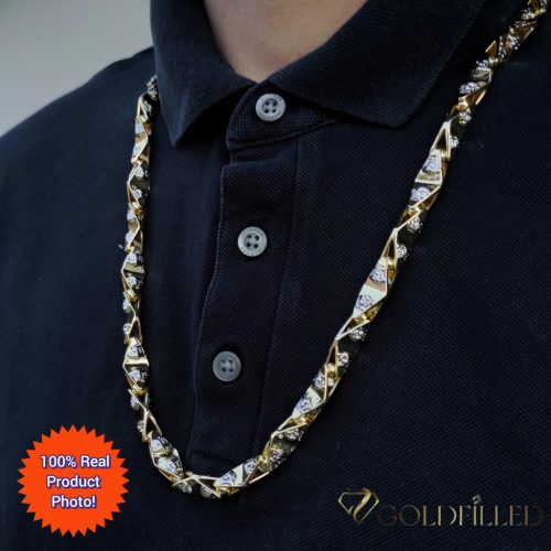Goldfilled Antialergénny Luxusný Barakka Náhrdelník 60cm Dlhý a 11mm Široký (145g ! ) Farba 14K Multikolor