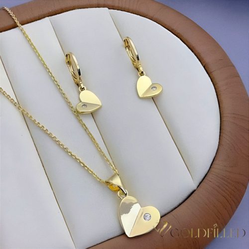 Antialergénny Goldfilled Náhrdelník 45cm/1mm + Prívesok + Náušnice 26mm Farba 14K