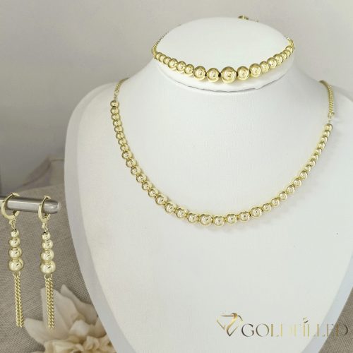 Antialergénny Goldfilled Náhrdelník 45cm/3-5mm + Náramok 17-20cm + Náušnice, farba 14K