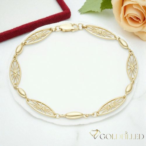 Antialergénny pozlátený náramok „Goldfilled“, dĺžka 19 cm a šírka 4-7 mm, farba 14K
