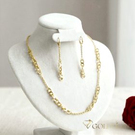   Antialergénny Goldfilled Náhrdelník 45cm/2-6mm + Náramok 17cm + Náušnice, farba 14K