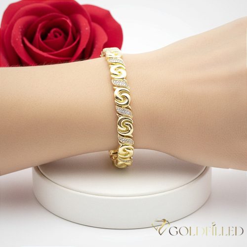 Antialergénny pozlátený náramok „Goldfilled“, dĺžka 17 cm a šírka 9 mm, farba 14K
