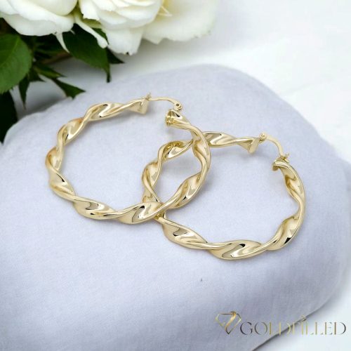Goldfilled Antiallergén Skrútené kruhové náušnice 50mm 14K farba	