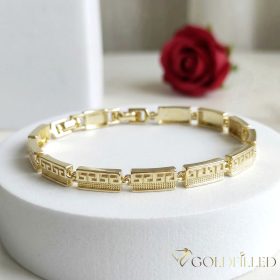   Antialergénny pozlátený náramok „Goldfilled“, dĺžka 19 cm a šírka 6 mm, farba 14K